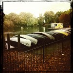 Finsbury Park, boats on the shore of the pond